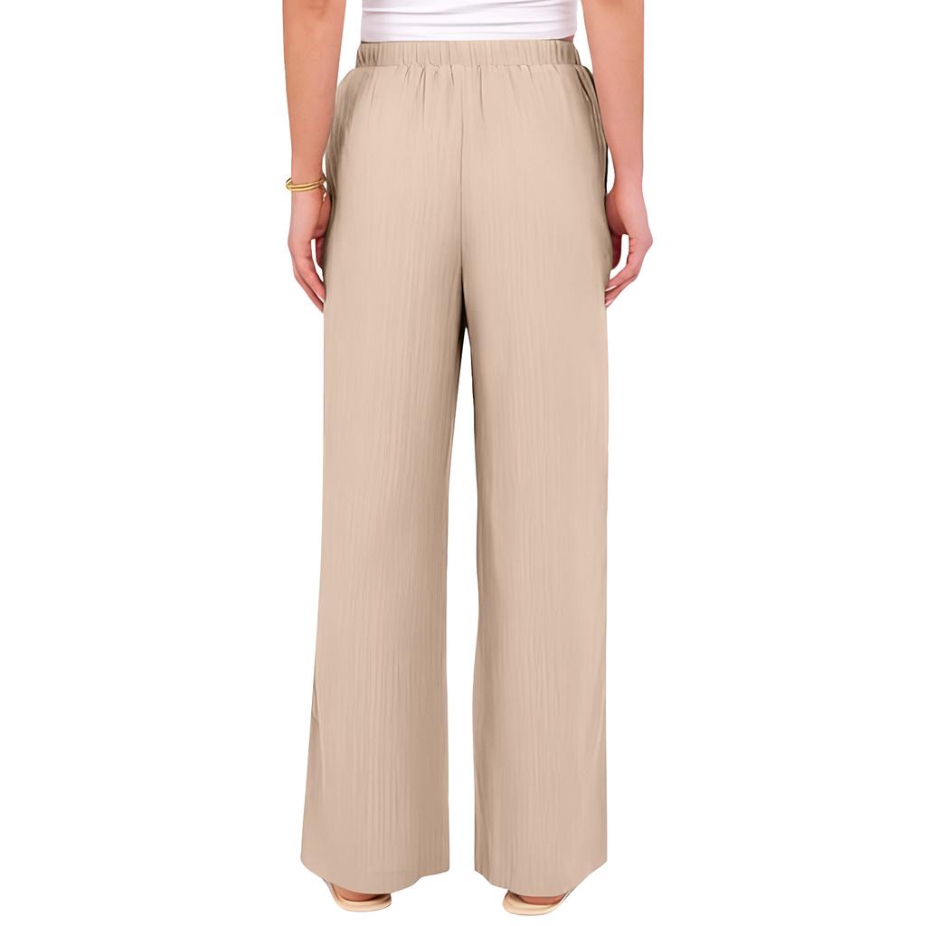 Pantaloni Larghi da Donna a Vestibilità Larga, Pantaloni Casual a Vestibilità Larga, Vita Alta Elastica, Pantaloni Lunghi con Tasche