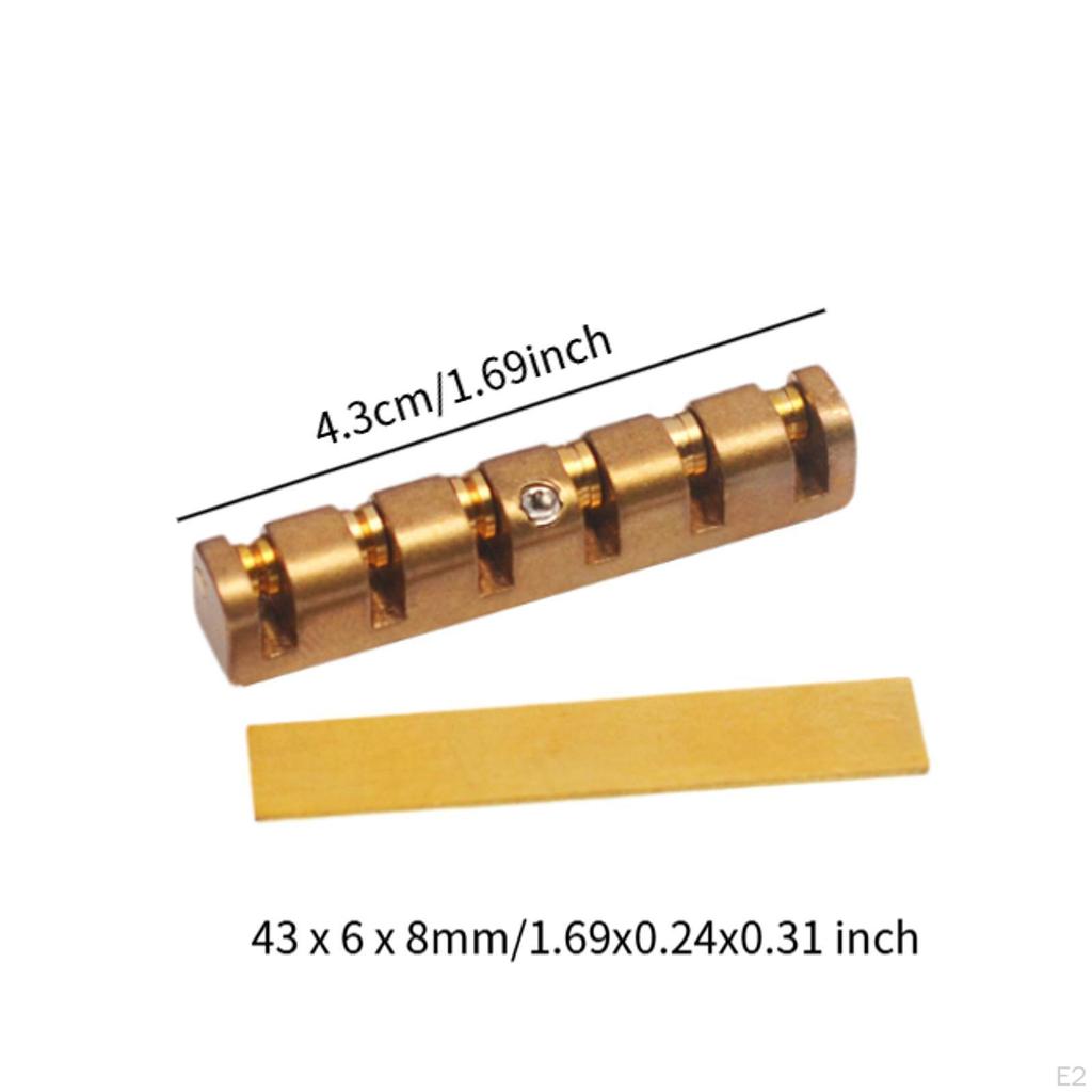 Guitar Brass Bridge Nut, Slotted Sturdy Easy To Install Musical Instrument Electric