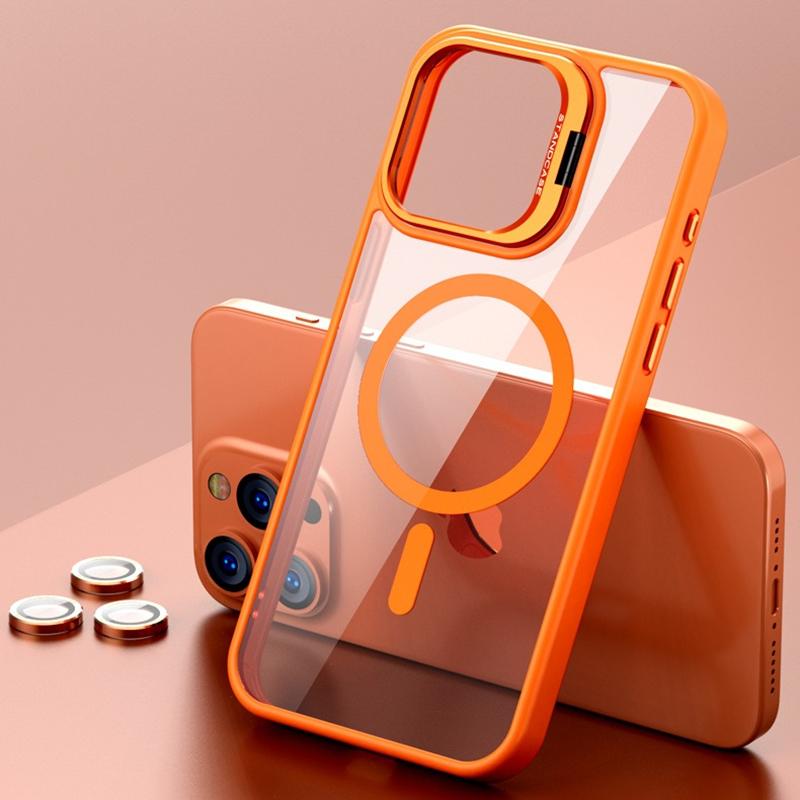 Moderne magnetische Standhülle für iPhone 16 15 14 Plus 13 12 11 Pro Max Hülle für Magsafe Kabelloses Laden Mit Objektivschutz Abdeckung