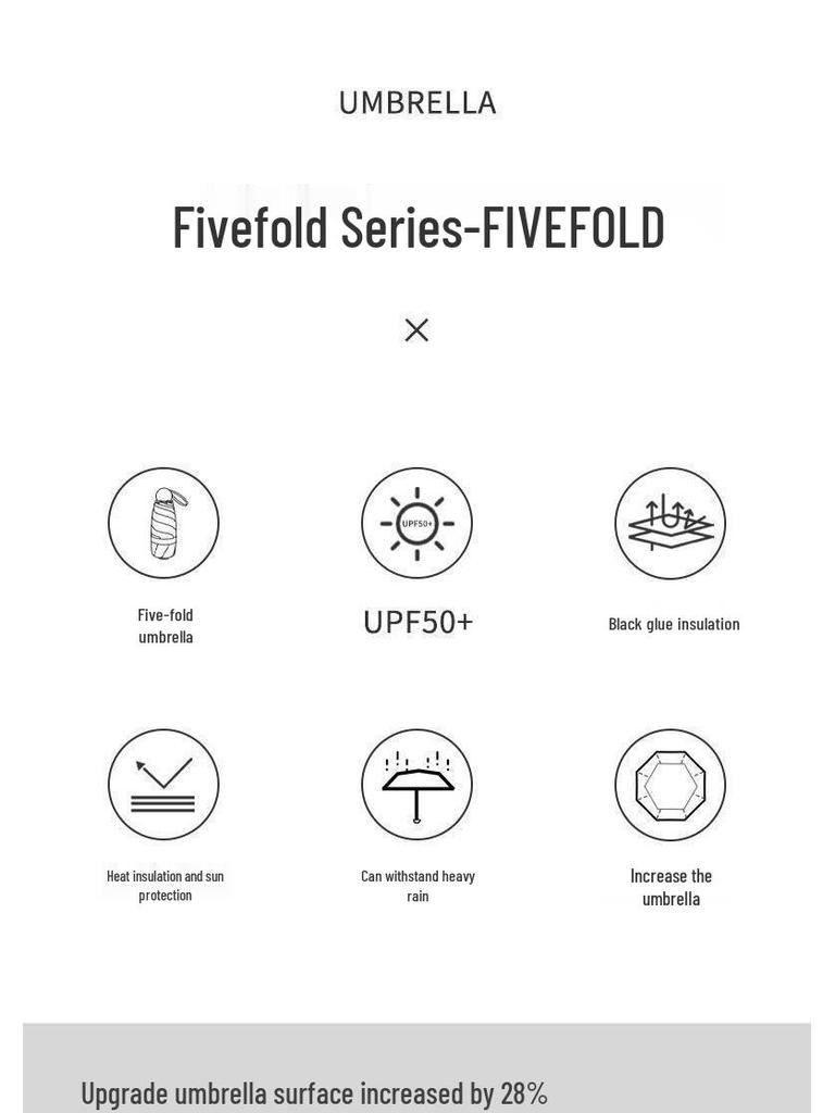 Women's Compact Capsule Umbrella: Portable Sunshade & Rain Protection, Anti-UV, Mini Five-Fold Design, Dual-Use for Sun & Rain.