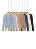 Pure Desire Style Fake Two-Piece Off-Shoulder Imitation Cashmere Square Neck Long-Sleeve Slim Fit Women's Top