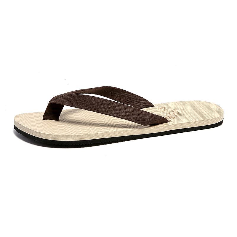 

New flip-flops men s trend outer wear rubber non-slip personalized fashion pinch feet beach summer slippers men 43-44【L】 темно-коричневого кольору