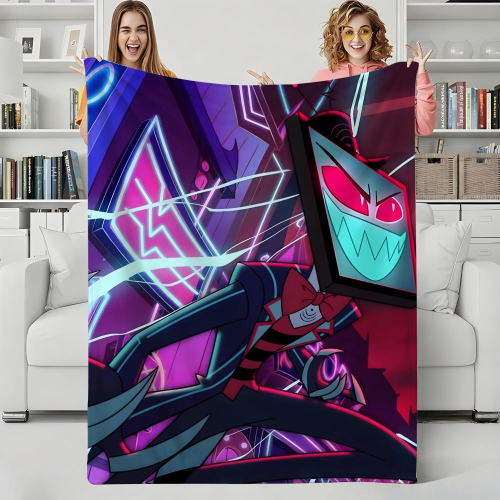 Animation H-HazbinHotel Throw Flannel Blanket Perfect for Sofa Office Bed Travel Sleep Read Relax Camping four season use