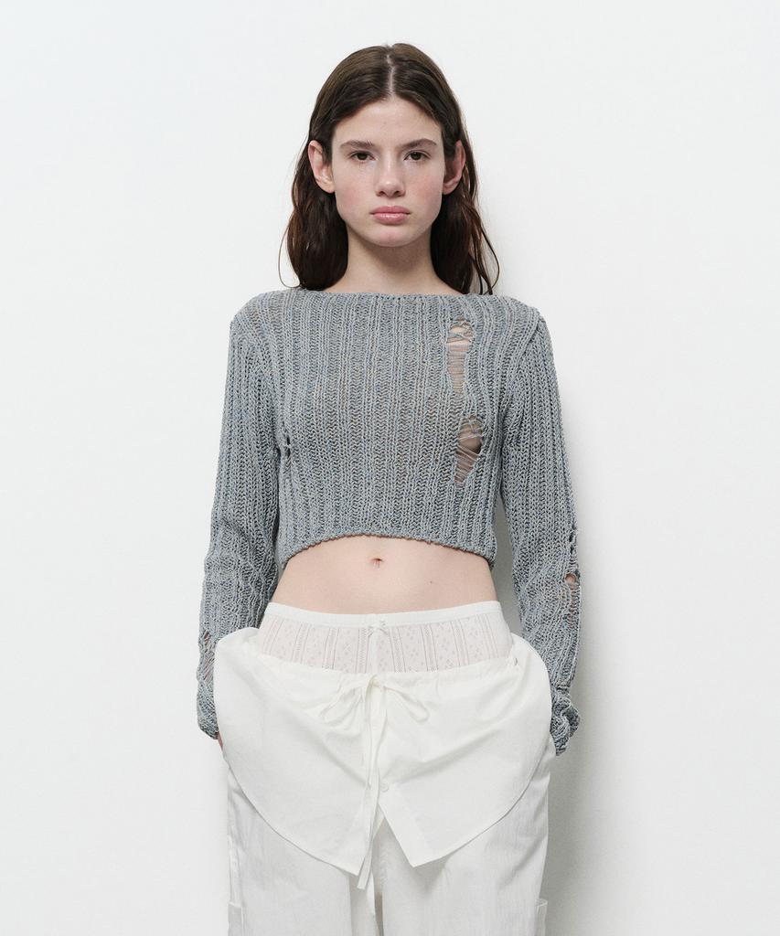 Daiaegeuneol Damage Crop Cardigan (Blue)