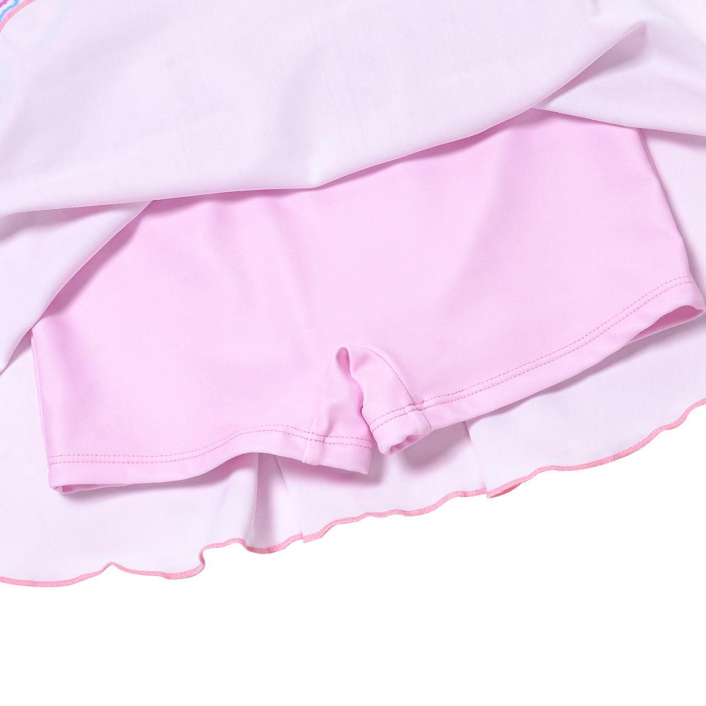 Girls' Rouge Pink Princess One-Piece Skirted Swimsuit - Quick-Dry, Sun Protection, Medium & Large Sizes