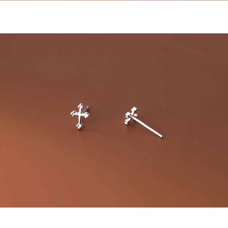 S925 Silver Cross Stud Earrings for Women Vintage Personality Jewelry Couple Date Party Gift New Fashion Accessories