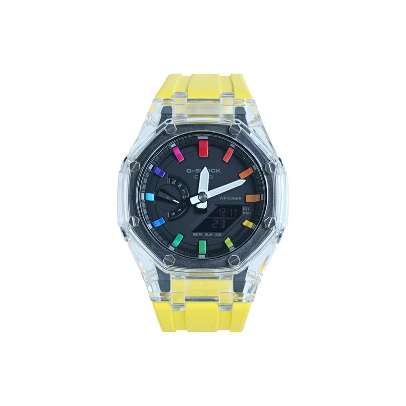 CASIO Men Liquid Crystal/Analog Dual Display Series 48.5mm Black Watch GA-2100-1A-