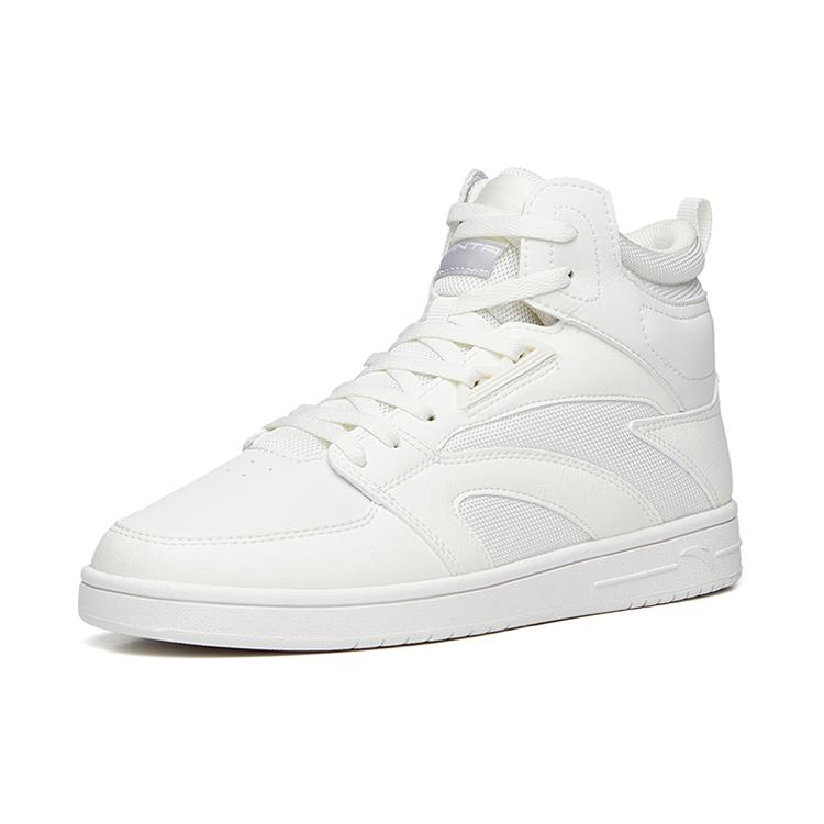 Anta Casual Slip Resistant Cushioning Abrasion Resistant High Top Skateboard Shoes Women's White 122238067-1