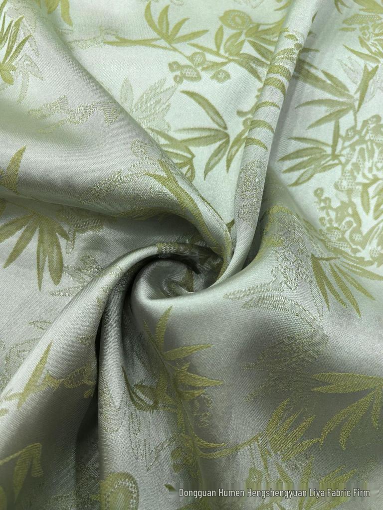 Two-Color Bamboo Leaf Jacquard Fabric for Cheongsam, Wedding Dress, Shirt, and Long Skirt