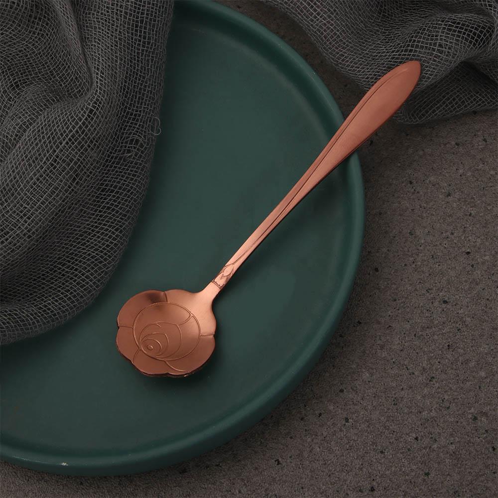 Pattern Bar tools Stainless Steel Tableware for Sugar Ice Cream Coffee Dessert Teaspoon Cutlery Set Flower Spoon Set Soup Spoon