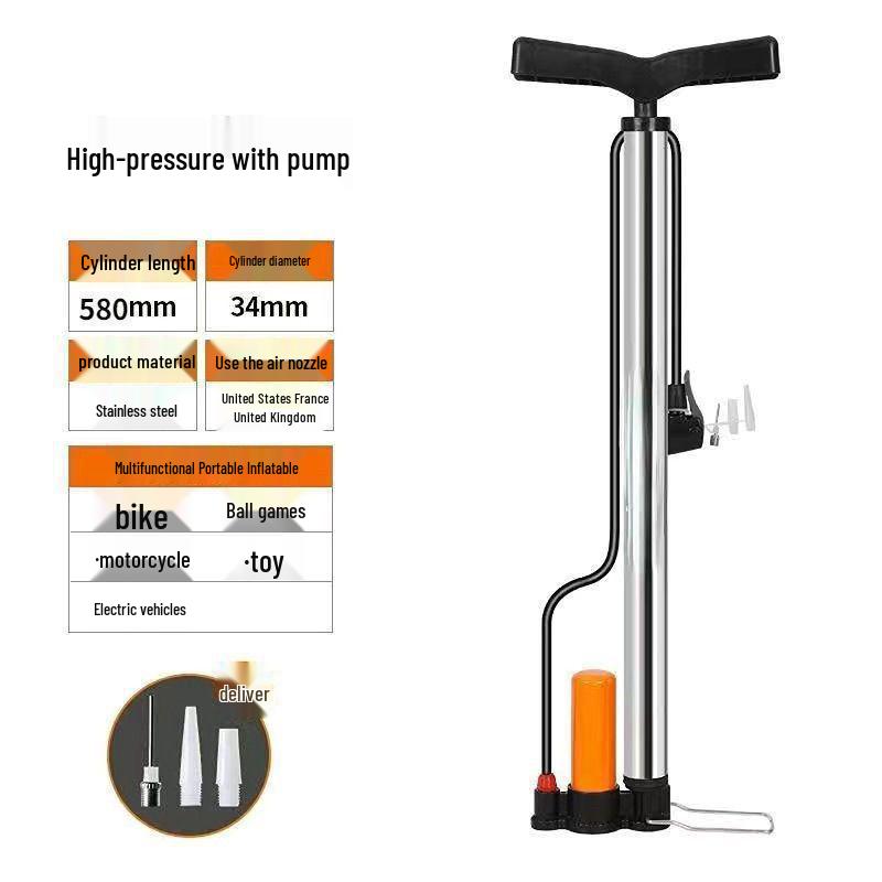 High-Pressure Multi-Function Manual Air Pump for Cars, Motorcycles, Bicycles, and Basketballs