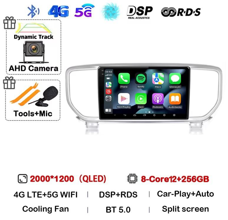 Android 13 Auto Carplay WIFI+4G For Kia Sportage 4 QL 2018 2019 2020-2025 Car Radio Multimedia Video Player Stereo 360 Camera BT