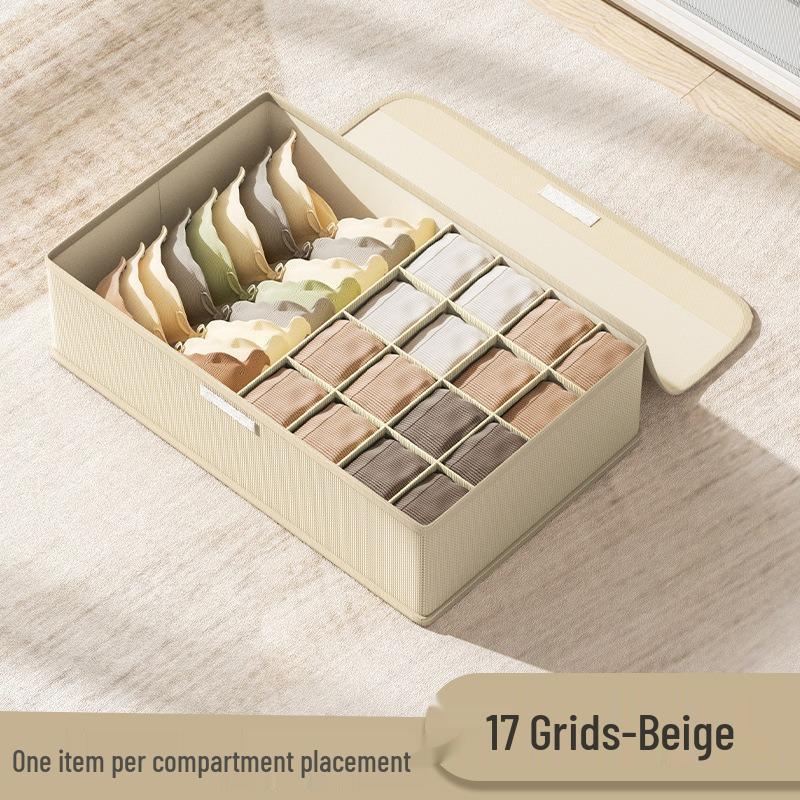 3-in-1 Drawer-Style Underwear Storage Box with Lid, Large-Capacity Compartmented Organizer for Home Use