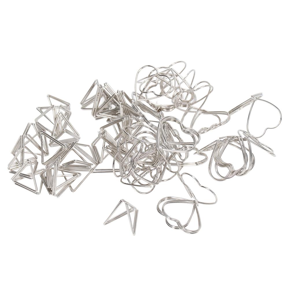 100pcs Paper Clips Set 50 Triangular 50 Love Heart Double Layer 3D Paper Clips Bookmarks for Students Teachers Coworkers