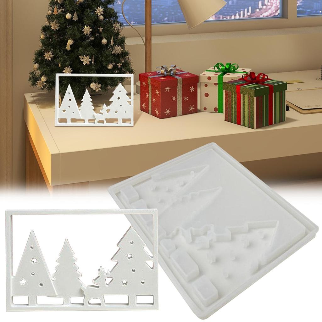 Christmas Tree Resin Mold Holiday Light Sign Plaster Mould Easy Demolding Silicone Light Sign Moulds For Cement Plaster Adults