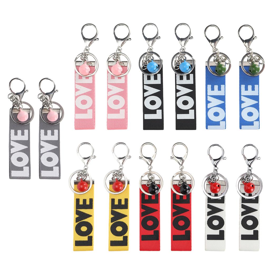 14PCS Key Chain with Tinkle Bell Polyester MultiColor for Schoolbag Suitcase Gift