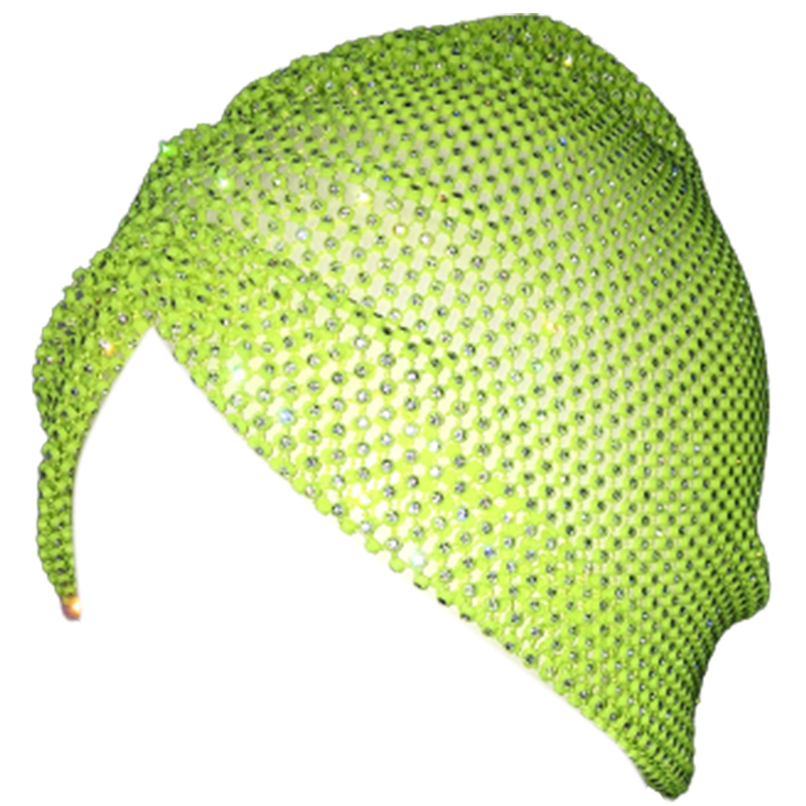 

Блестящая эластичная шапка со стразами, сверкающая шапка-бини для ночного клуба, карнавальная фестивальная шапка-бини, клубная одежда, взрослая шапка зелёный