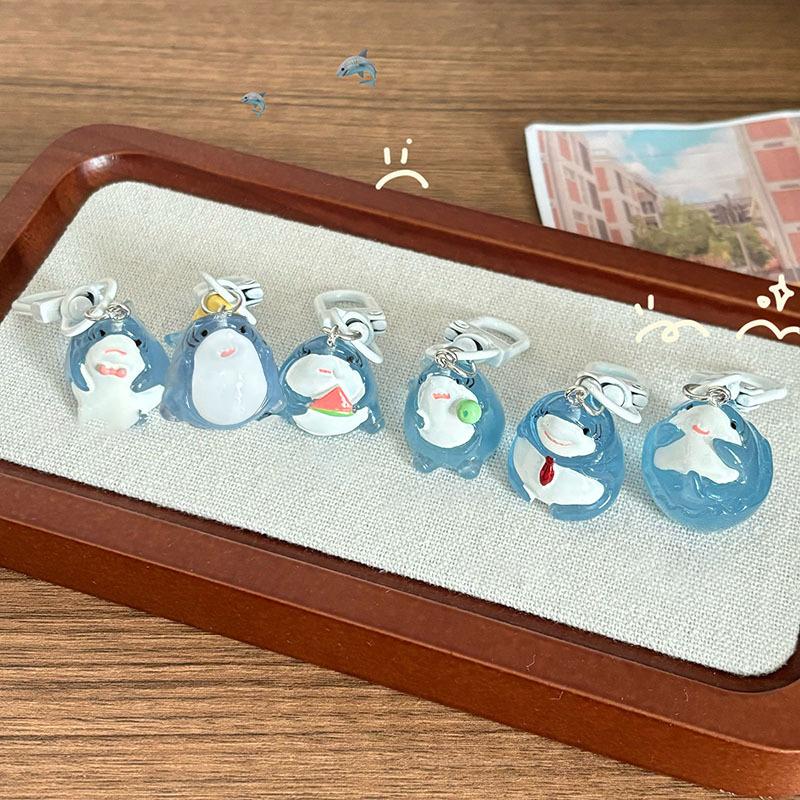 Cute Cartoon Ocean Animal Luminous Shark Keychain Backpack Pendant Decoration Accessries Gifts