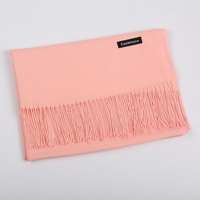 Solid Color Cashmere Scarf Women'S Autumn And Winter Explosion 220G Classic Light Board Monochrome Tassel Versatile Warm Shawl Gift