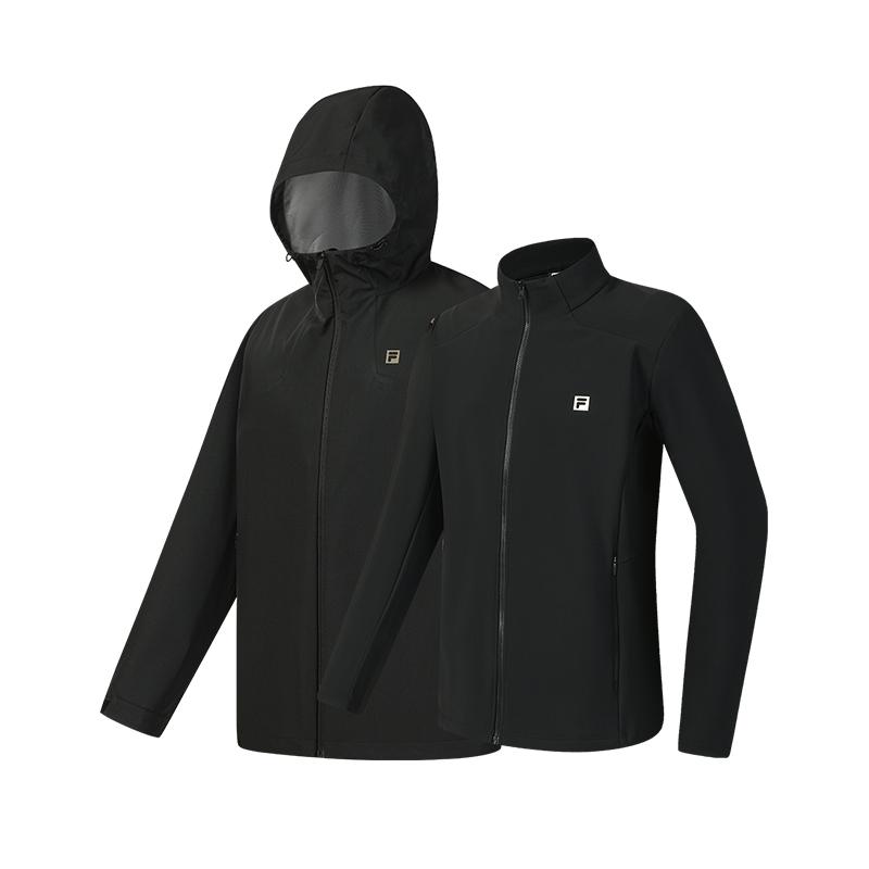 FILA Fitness Removable Three-In-One Simple Personality Sports Casual Training Versatile Comfortable Warm Hooded Two-Piece Jacket A11M611715FBK