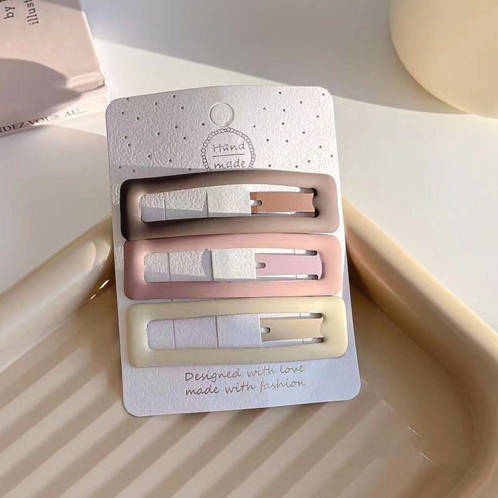 3pc/set Square Y2k Barrettes Metal Star Love BB Clip Cute   Children