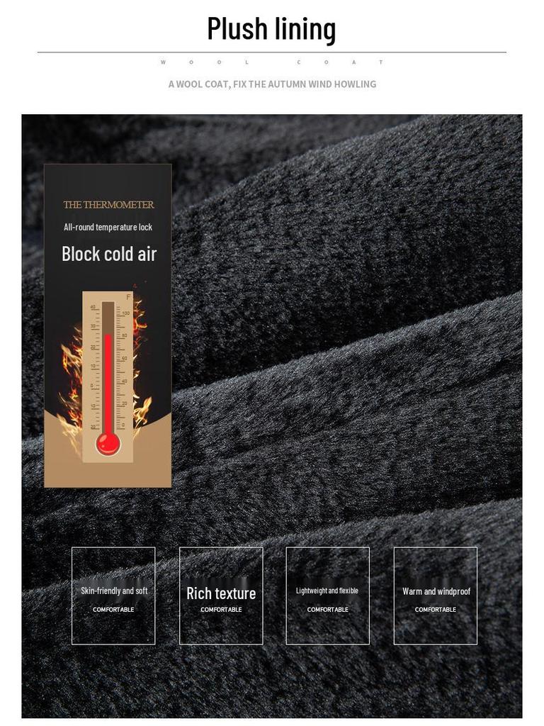 Men's Autumn & Winter Long Wool Business Coat with Velvet Lining – Thickened for Cold Protection