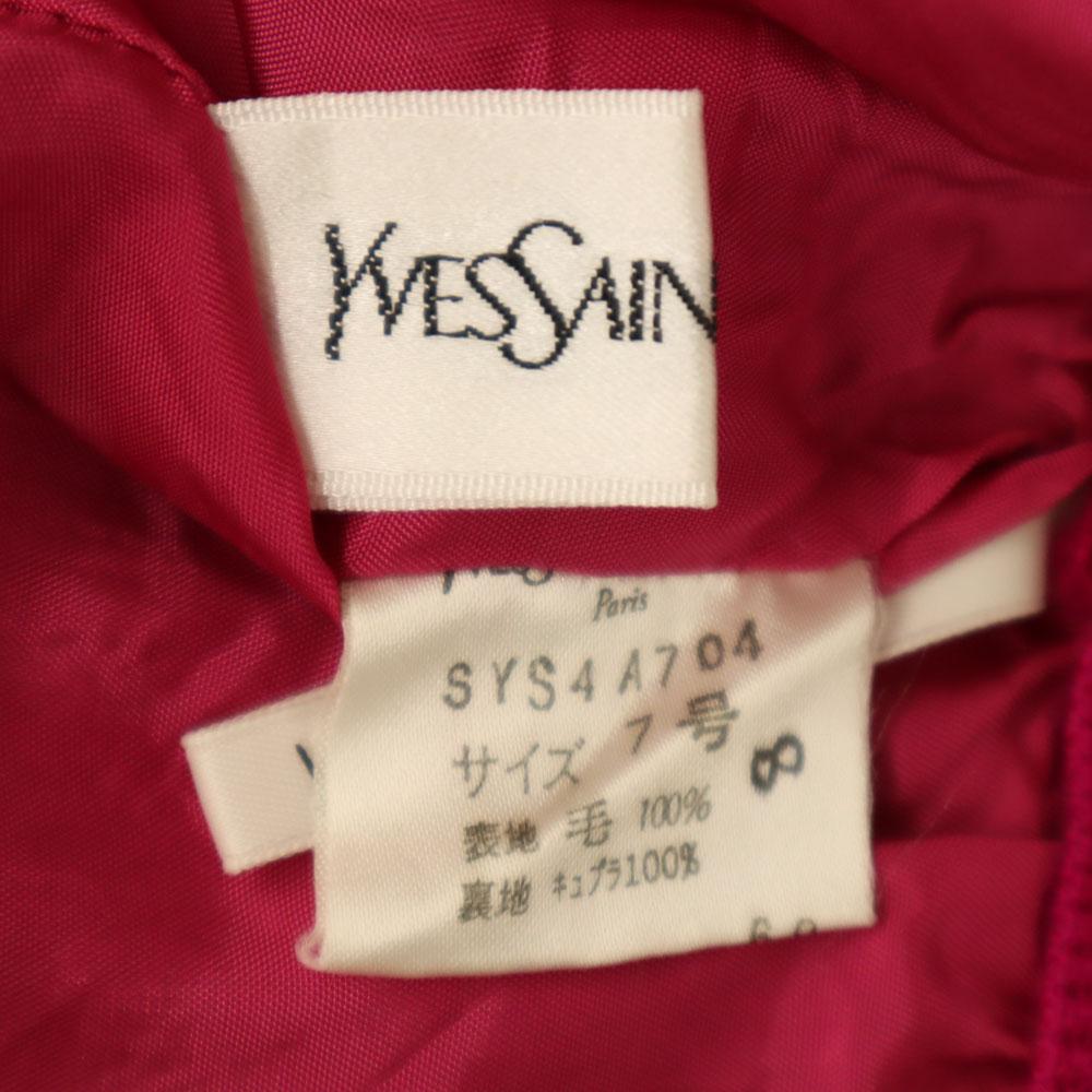 YVES SAINT LAURENT 90s Old Midi length knit Tight Skirt 7 Magenta Women Used