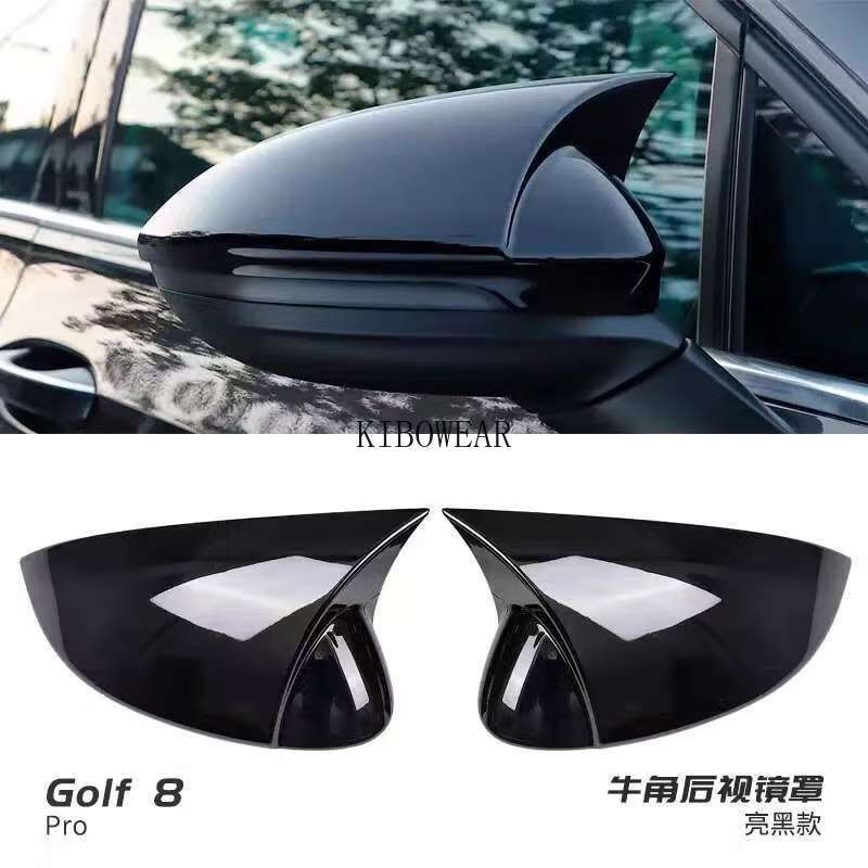 2PC Bat Style Add-on Side Mirror Covers For VW Golf GTI MK8 VIII 8 GTD GTE R 2024 2025 Sticker Horn Shape Auto