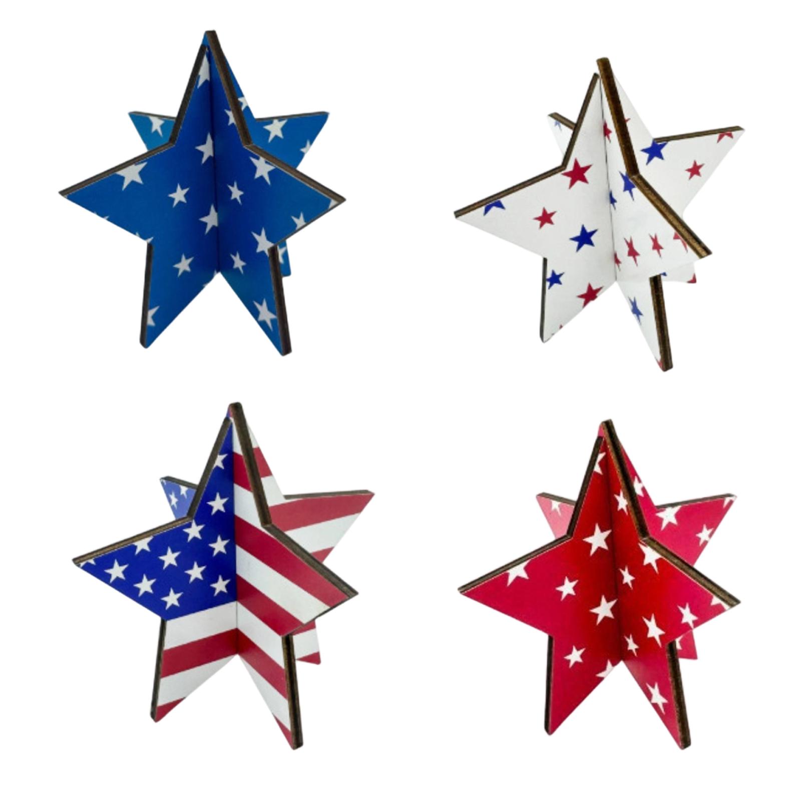 

Wooden Star Shaped Table Centerpiece Set with Printed Star Patterns for Home Office Party Event Decoration 4 Pieces One Size
