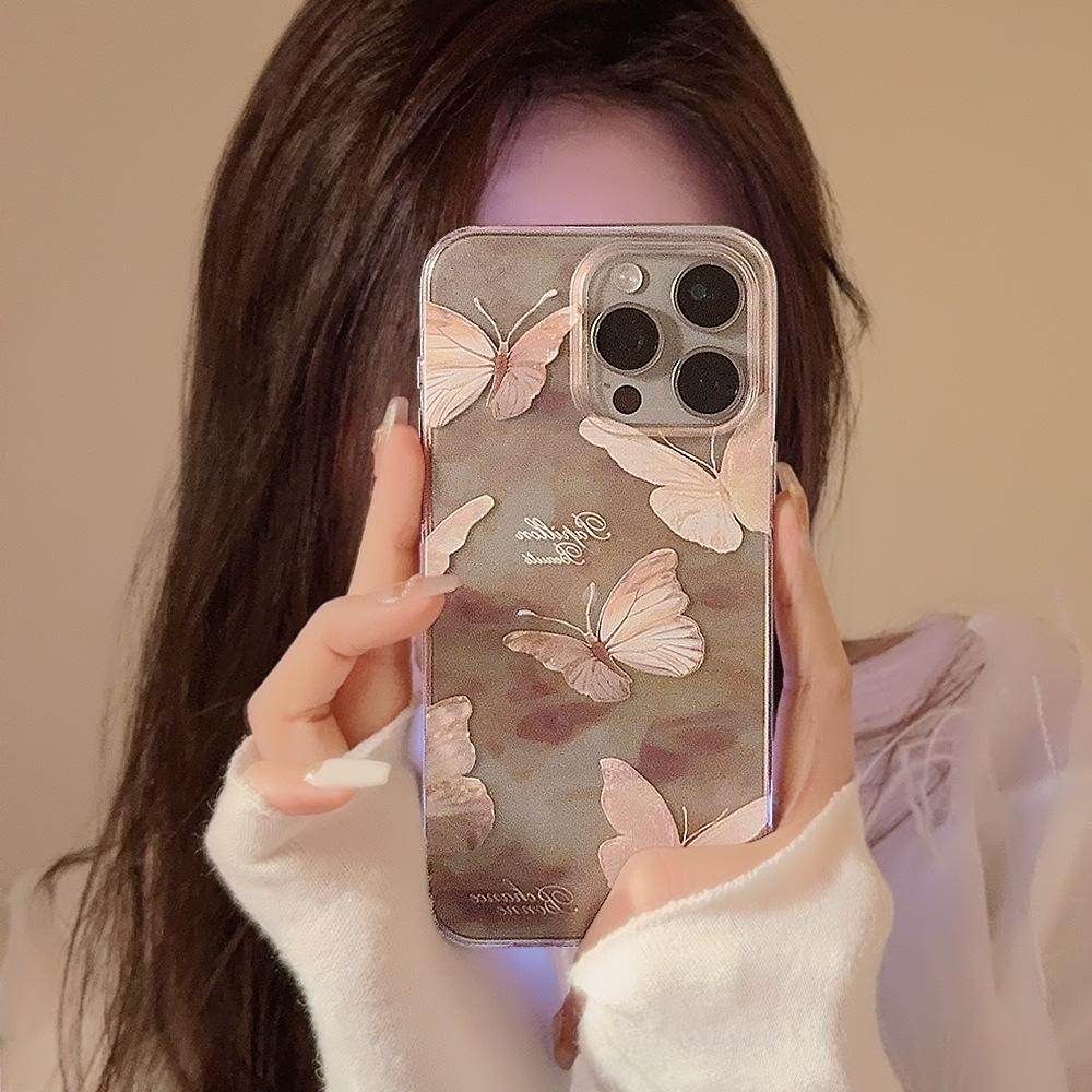 Smudged Dream Butterfly Mobile Case Applicable To 16 Apple 15 Transparent IPhone 13 Promax Silicone 11 Literary 12