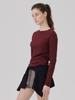 Weibeuyunion Binding Rib Long Sleeve Top Burgundy