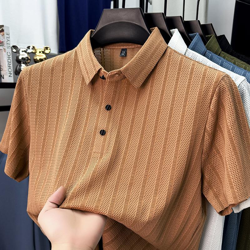 Men s Polo Lapel Collar Ice Breathable Short Sleeve Business Casual M