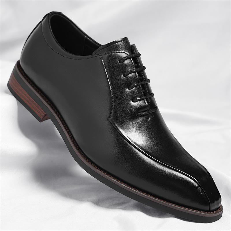 British-style Formal Business Dress Shoes for Men Solid Color Fashion Casual Cow Leather Shoes Male Big Size Brogue Shoes Man