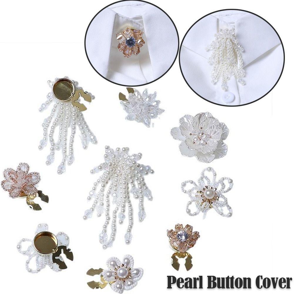 On Shirt Pearl Button Cover DIY Accessories Alloy Flower Cufflinksble Decor Cufflinks Button Cover