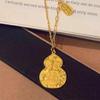Gold Crushed Ice Gourd Necklace - Chinese Style Fu Lu Good Luck Pendant Gift for Girlfriend