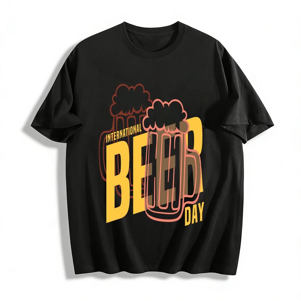 

International Beer Day Graphic Tee Unisex Casual Breathable Top Pure cotton T-shirt XXS