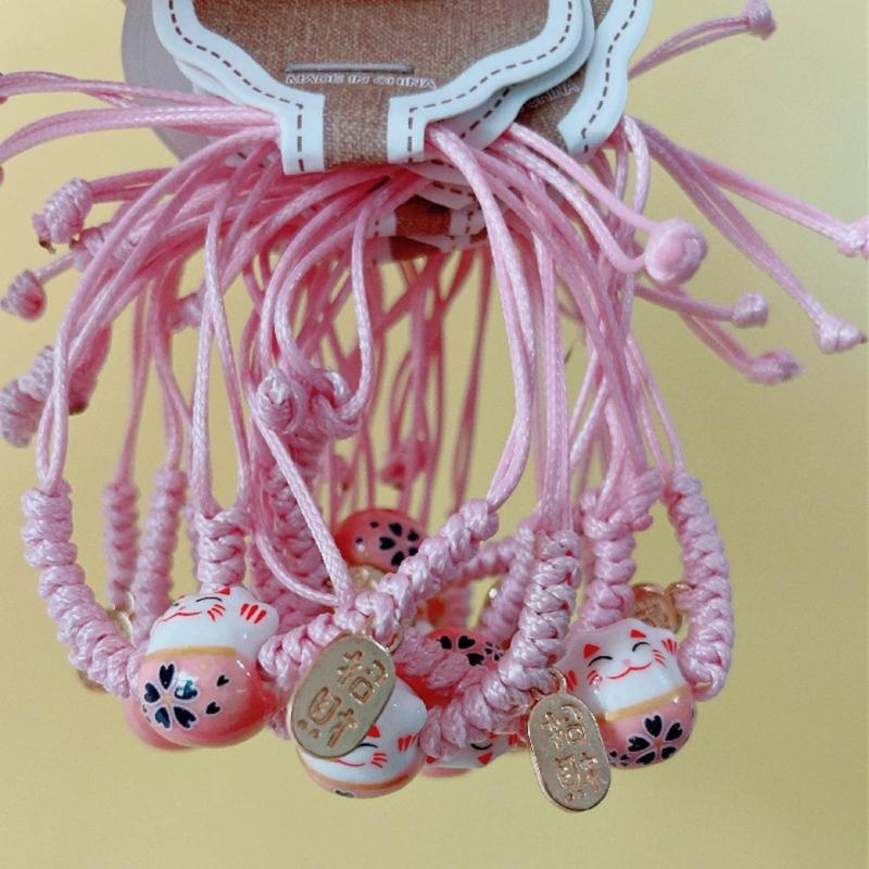 Trendy Ceramic Lucky Cat Bracelet Cartoon Cute Wrist Chain Jewelry Accessory