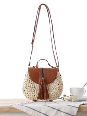 Nieuwe Stijl Dames Geweven Papier Touw Crossbody Strandtas