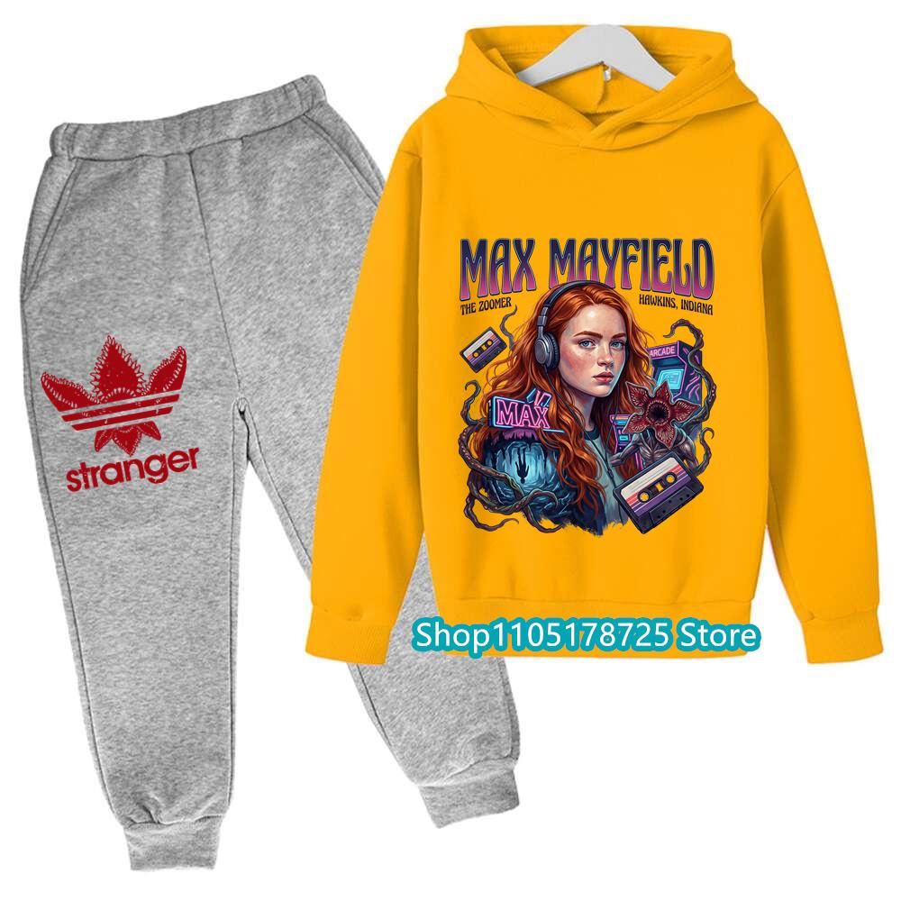 Snygg Huvtröja Set för Barn med Stranger Things Demogorgon Tryck, Bekväma och Trendiga Barnkläder för