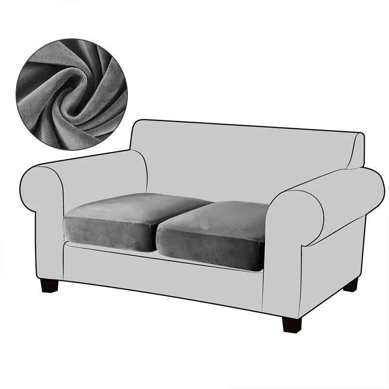 Velvet Sofa Seat Cushion Covers For Living Room Plush Sofa Cushion Covers Soft Stretch Sofas Couch Slipcover Furniture Protector