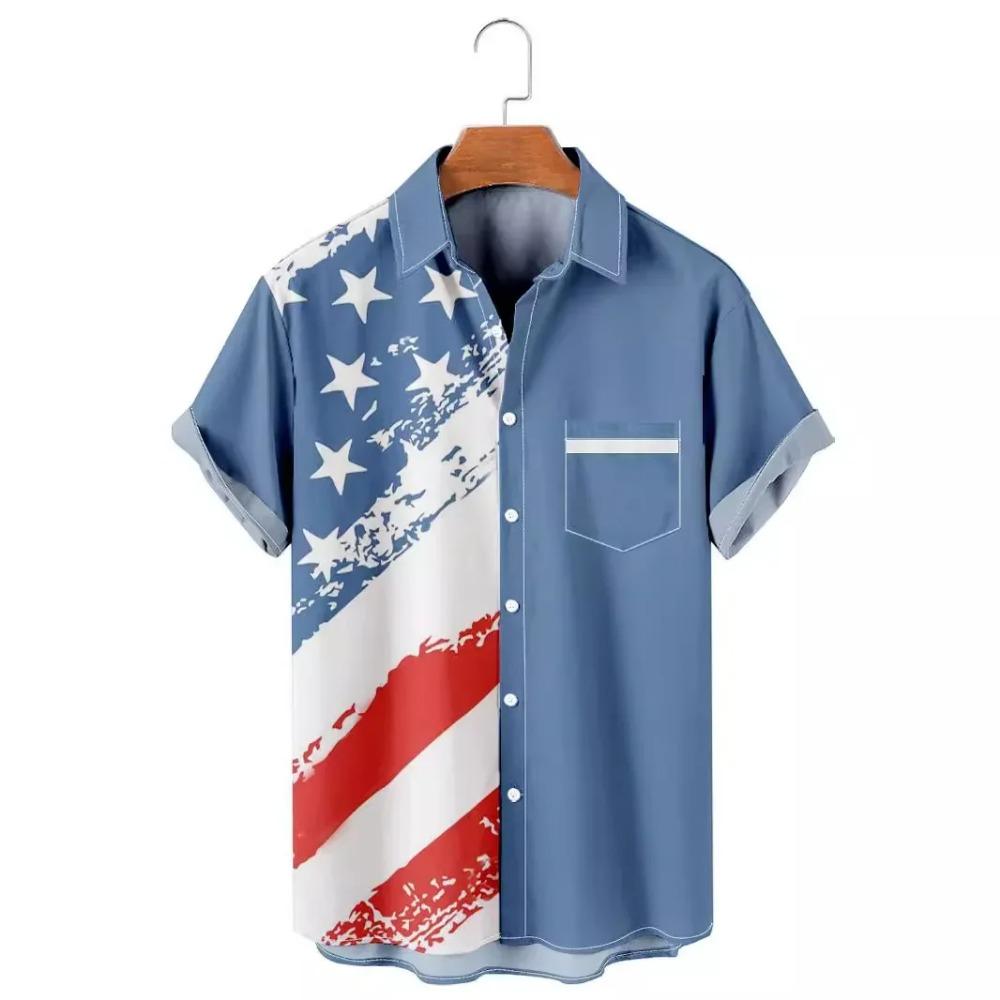 Men's Casual Printed Shirt Summer Hawaiian Beach Vacation Short Sleeve Turn-down Collar Open Cardigan Top 3D Floral Pattern