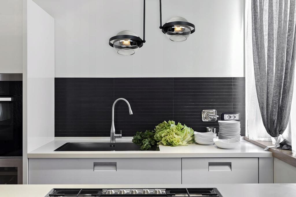 MODERN GLASS HANGING LAMP GRAPHITE RING