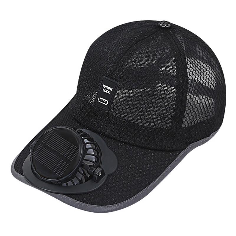 JDST online Zonne-energie Koelventilator Baseballpet zwart