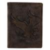 Men's Wallet - AKZENT - Vertical RFID Wallet with Eagle Pattern - Genuine Leather - Brown - 9 Card Slots