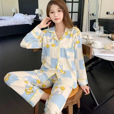 Neue Damen-Pyjama-Set, Herbst, lange Ärmel, lose, große Größe, Heimkleidung, niedlicher Cartoon-Hauskleidungs-Strickjacke, Frühlings-Pyjama-Set