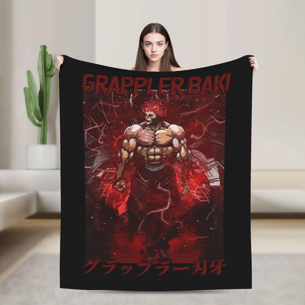 Yujiro Hanma The Strongest Creature Baki Blankets Flannel Winter Breathable Warm Throw Blanket for Home Travel Bedspread