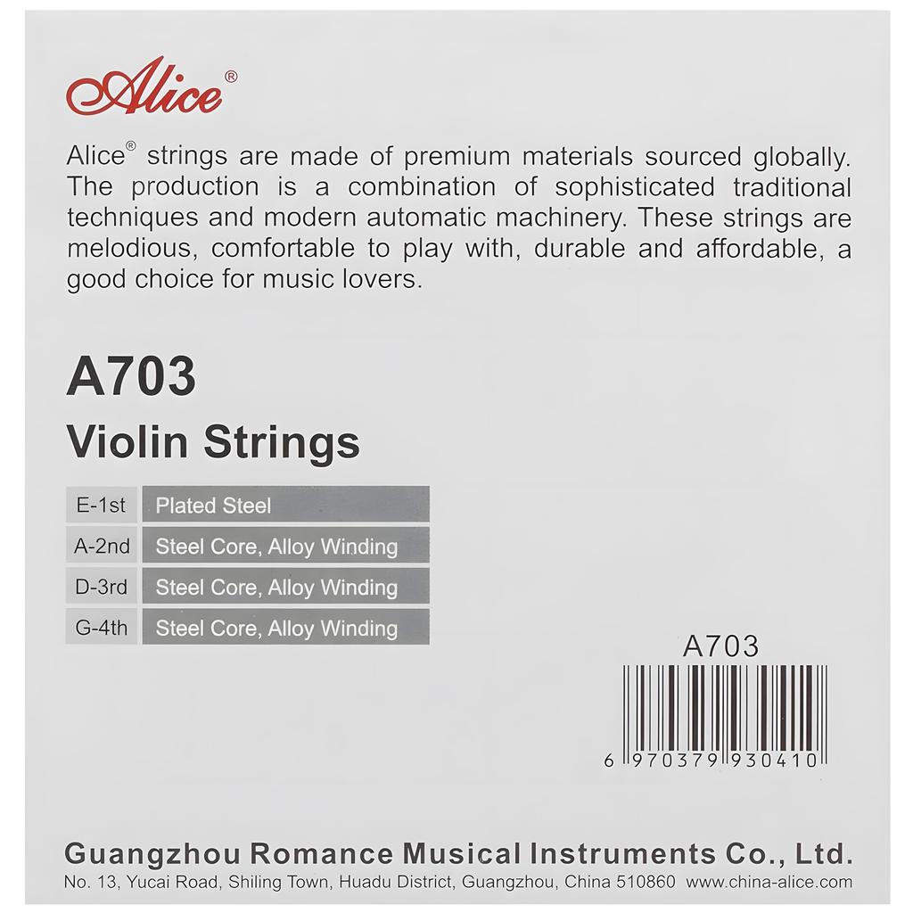 Alice A703 Steel Alloy Violin Strings, 4/4 Size, Set