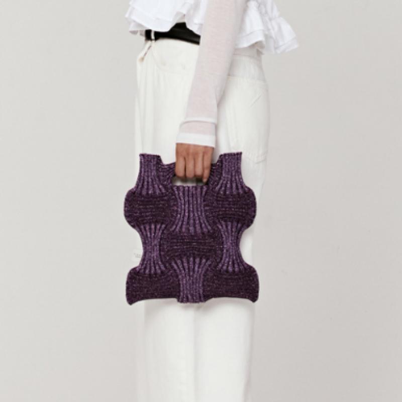 Pleatsmama Glitter Deep Purple New Bow Bag