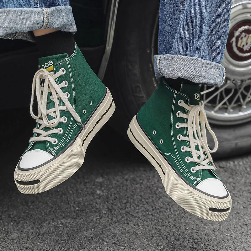 Shoes for Boys Retro and Versatile Niche and Personalized Trendy Men Canvas Shoes for Summer and Spring High-top Skateboard