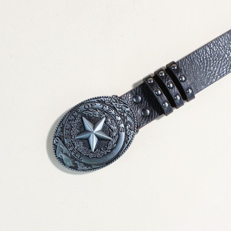 Gothic Waist Belt for Cowgirl Carved Silver Buckle Retro Silver Buckle Waist Chain Stylish Belt Fashion Accessories